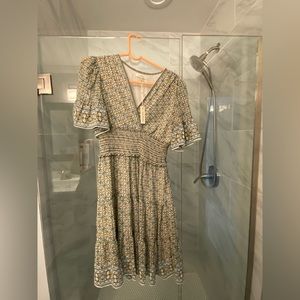 NWT Max Studio Dress with white, green, and yellow pattern